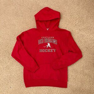 Cortland Red Dragons Hockey Hoodie Sweatshirt Youth Size Large